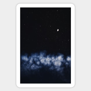 Contrail moon on a night sky Sticker